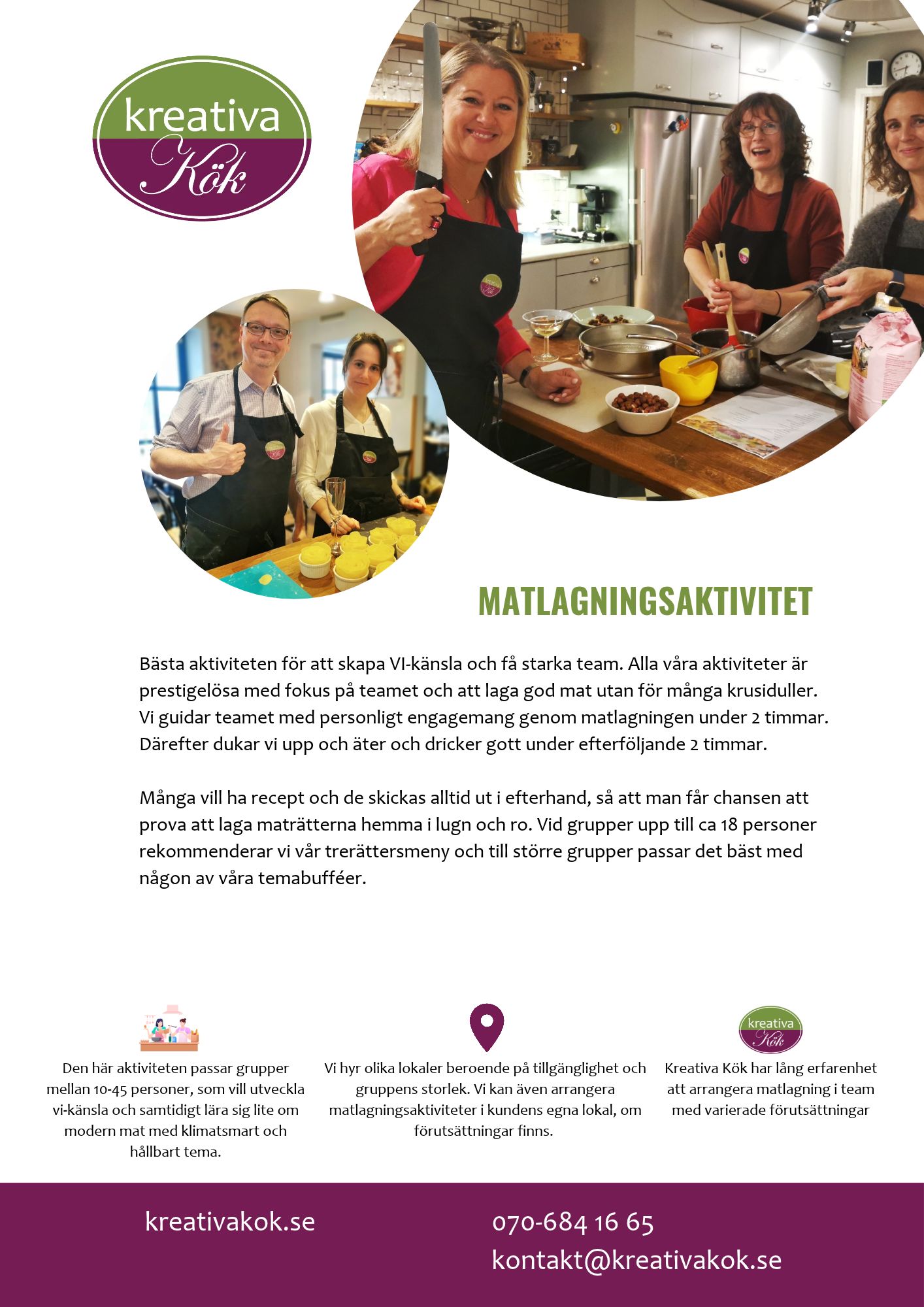 TEAMBUILDING MED MATLAGNING: INNE, UTE, KONFERENS ELLER ONLINE?